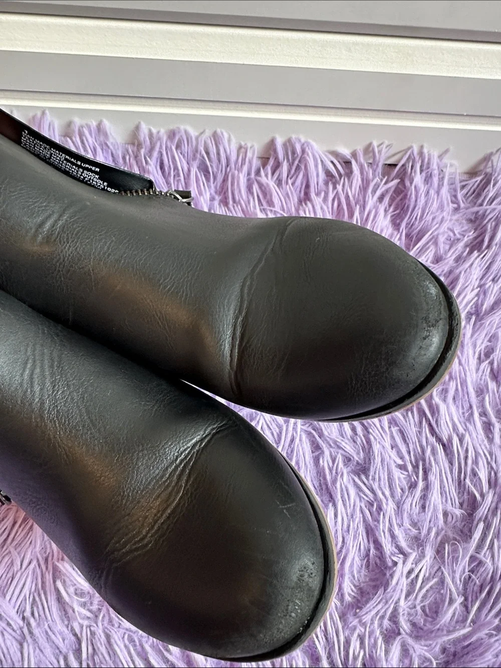 Cat & Jack Black Faux Leather Girls Ankle Boots with Side Zip Accent - Picture 4 of 5